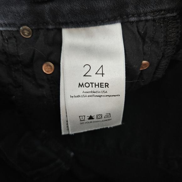 Mother High Waisted Looker Ankle Jeans Women 24x26 Black Bird Wash Super Skinny - Picture 5 of 11
